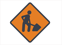 Road construction person working sign